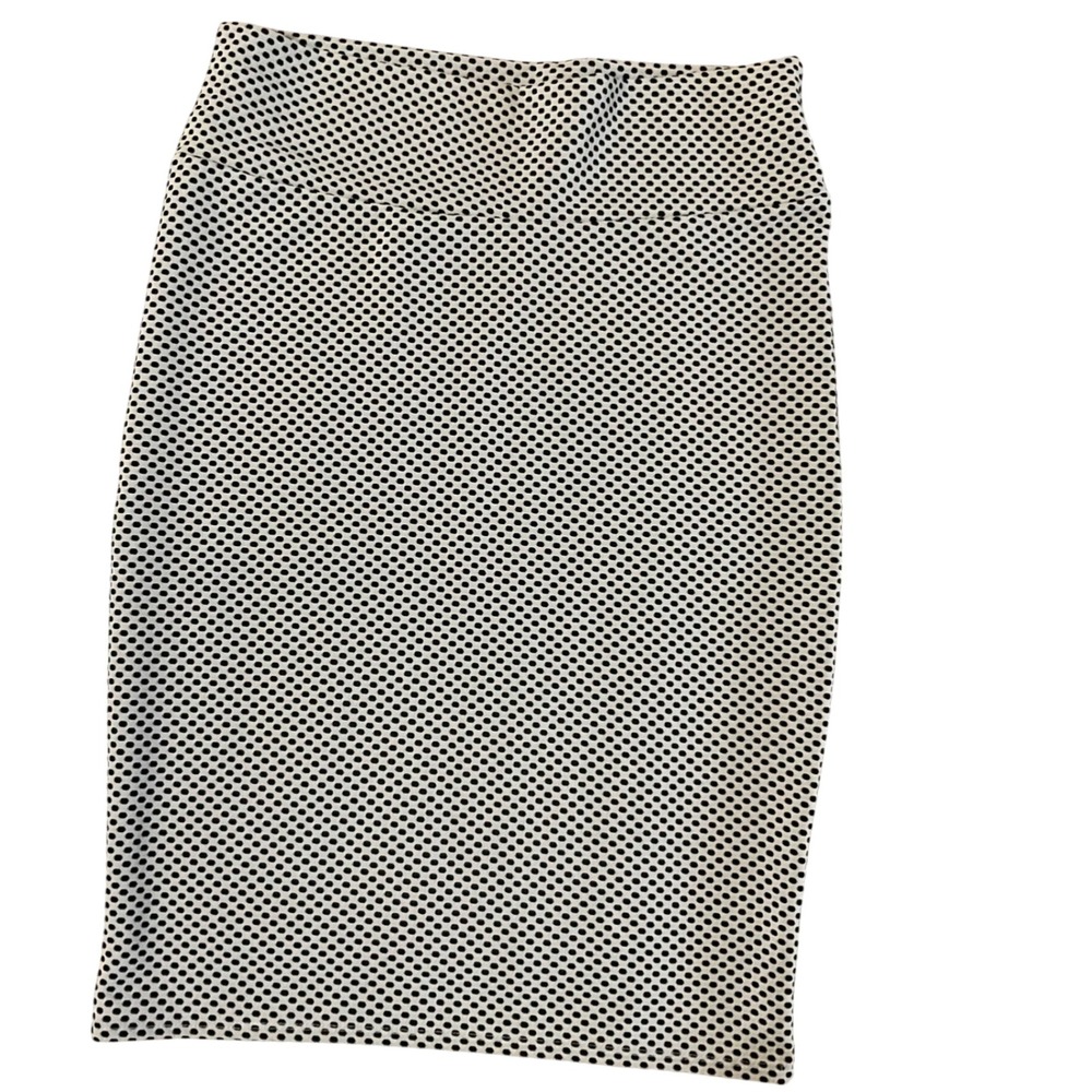 LuLaRoe Pencil Skirt Women XL Black White Excellence Polka Dot Stretch 27"